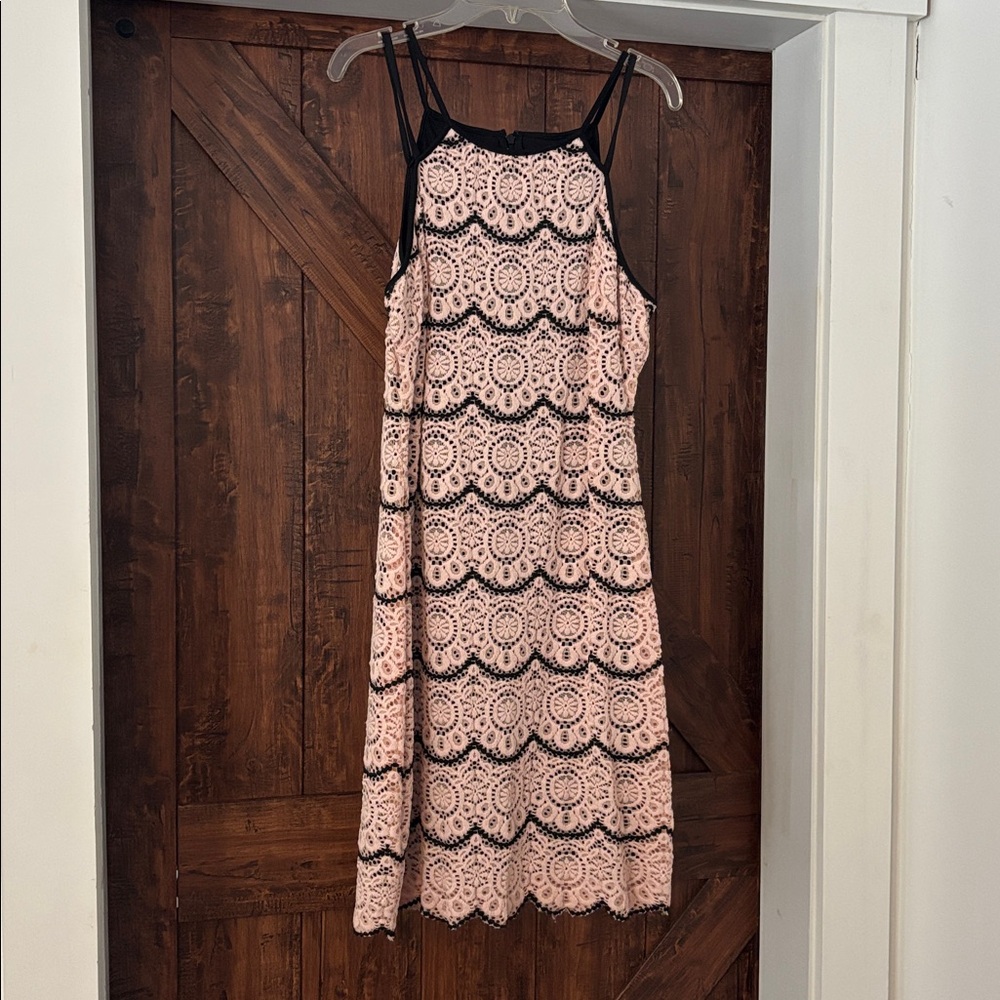 Guess Pink & Black Dress with Lace Detail